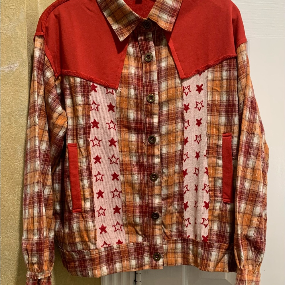 POL Vibrant Red Textured Fabric - NWOT - Oversized small